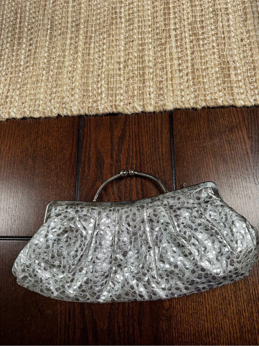 Silver Metallic Evening Clutch Handbag